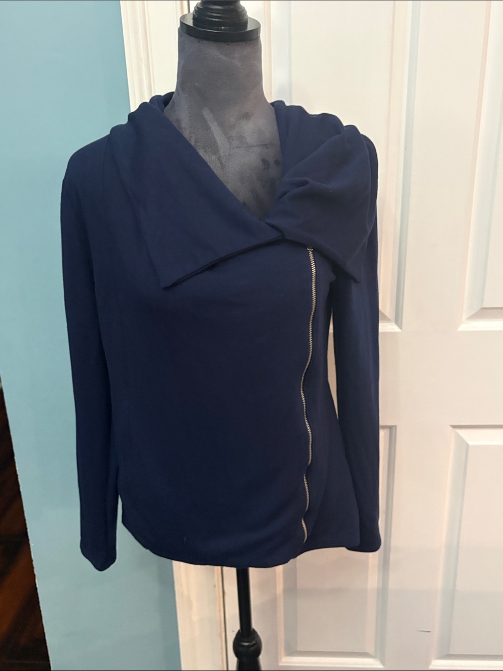 Apt. 9 Navy Asymmetrical Zip Jacket